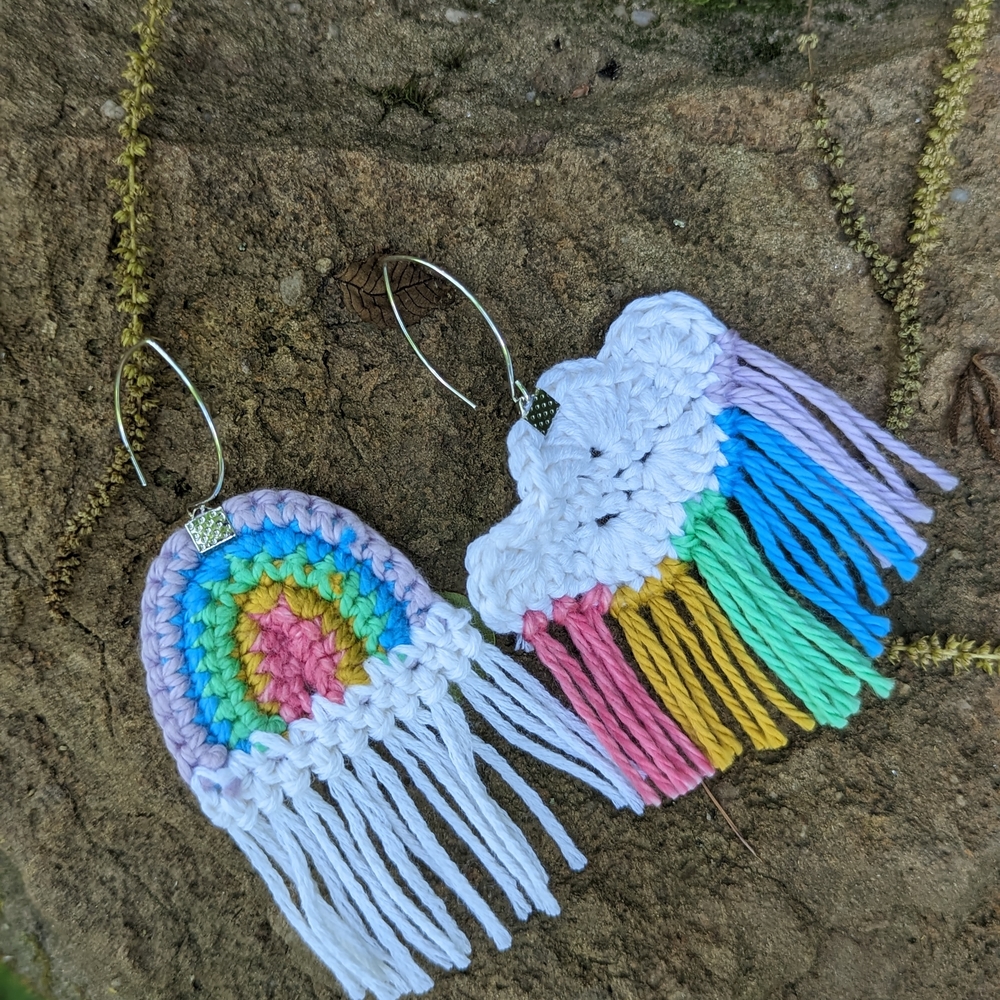Colorful Rainbow Crochet Earrings
